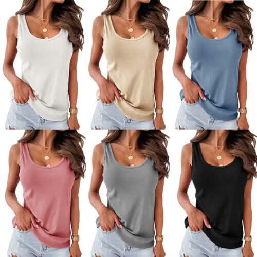 Women's Tank Top Plain Sleeveless Casual Basic U Neck Regular Cotton DailySale