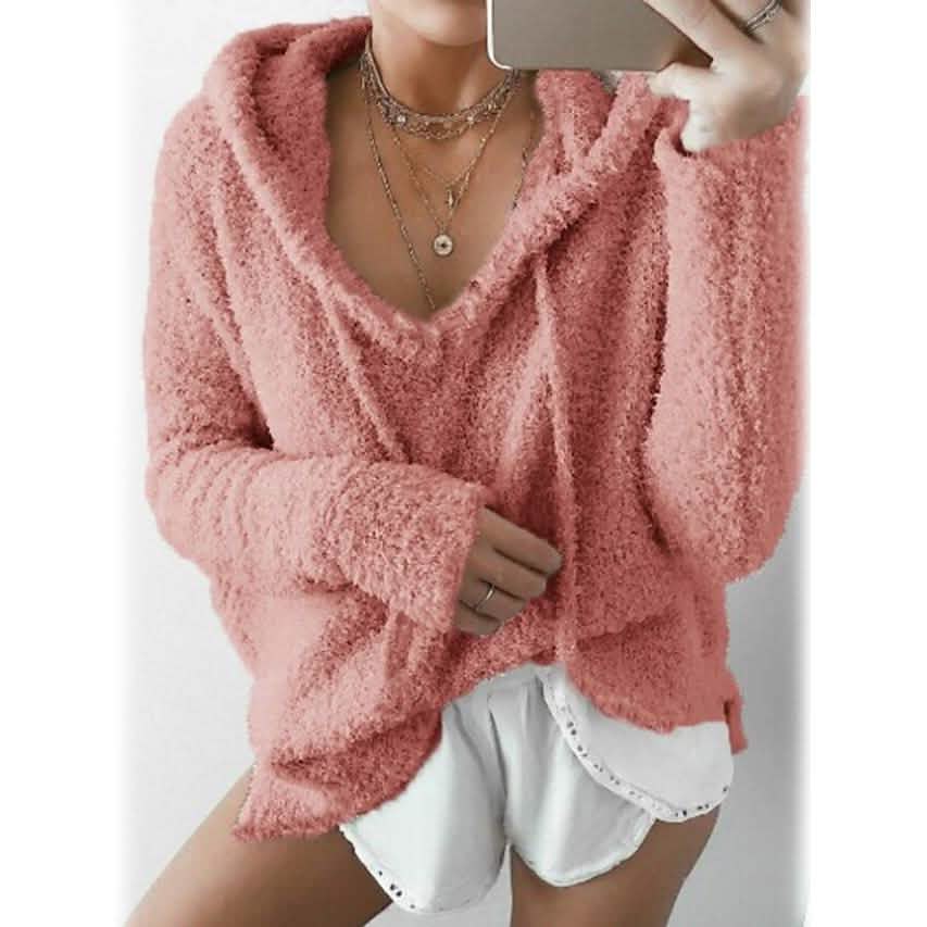 Women's Teddy Coat Plain Daily Basic Loose Hoodie DailySale