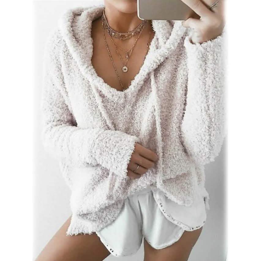 Women's Teddy Coat Plain Daily Basic Loose Hoodie DailySale