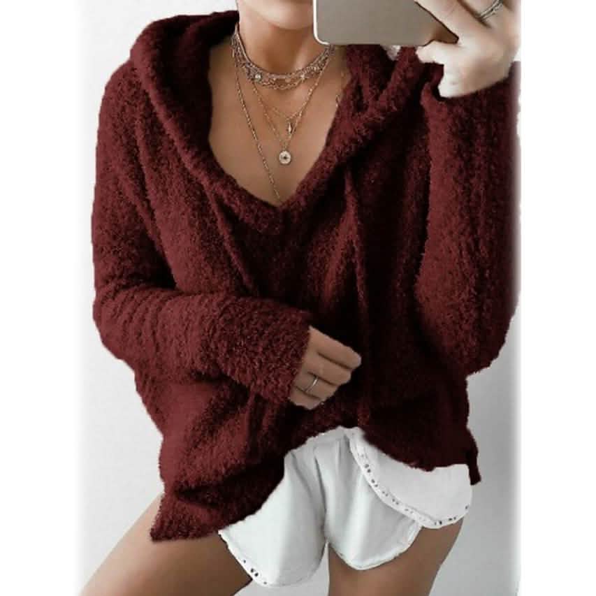 Women's Teddy Coat Plain Daily Basic Loose Hoodie DailySale