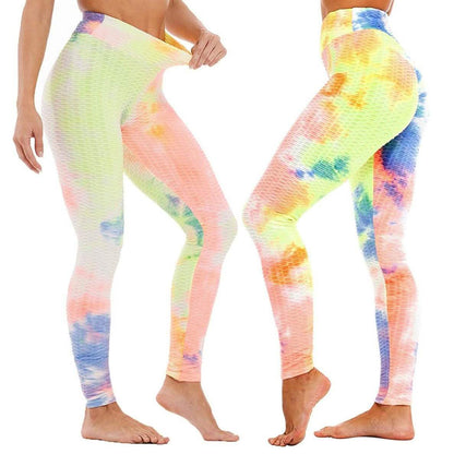 Women's Tie Dye High Waist Tummy Control Butt Lift Yoga Pants Workout Leggings DailySale