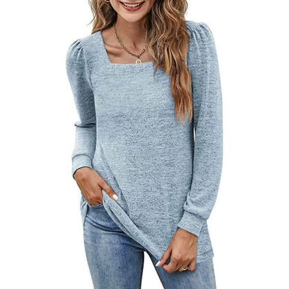 Women's Tunic Top Square Neck Puff Sleeve DailySale