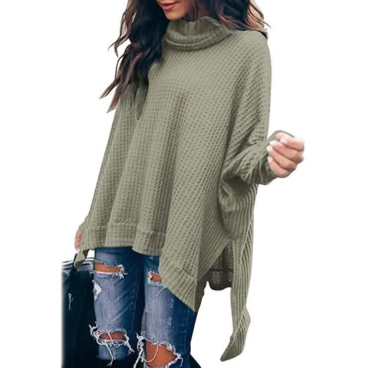 Women's Turtle Cowl Neck Long Batwing Sleeve Sweater DailySale