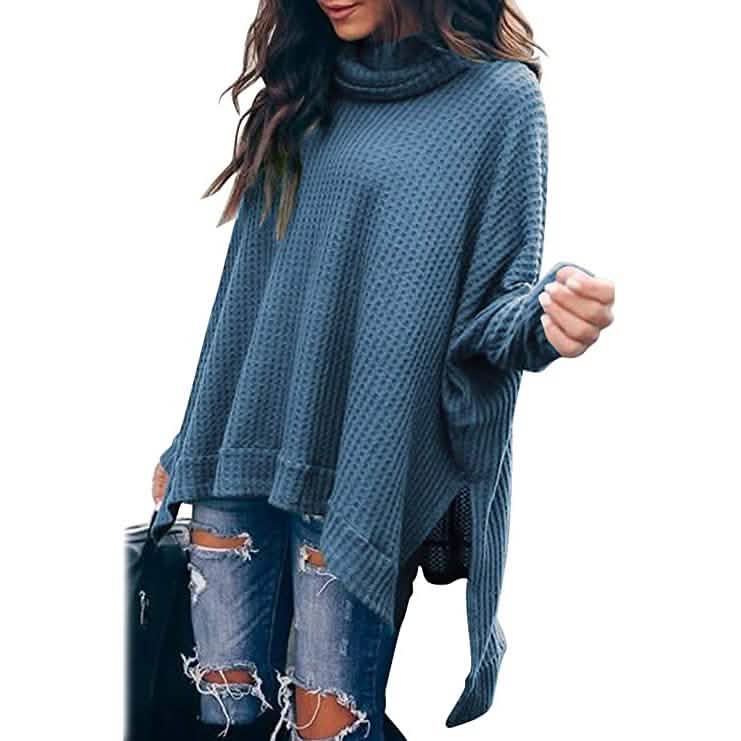 Women's Turtle Cowl Neck Long Batwing Sleeve Sweater DailySale