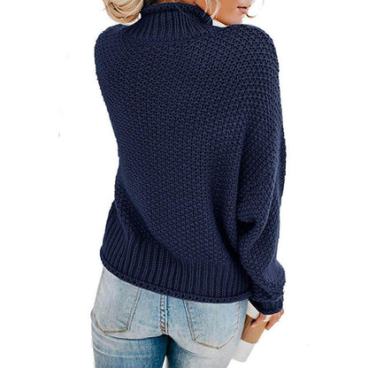 Women's Turtleneck Batwing Sleeve Loose Oversized Chunky Knitted Pullover Sweater Jumper Tops DailySale