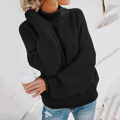Women's Turtleneck Batwing Sleeve Loose Oversized Chunky Knitted Pullover Sweater Jumper Tops DailySale