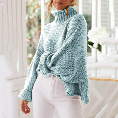 Women's Turtleneck Batwing Sleeve Loose Oversized Chunky Knitted Pullover Sweater Jumper Tops DailySale