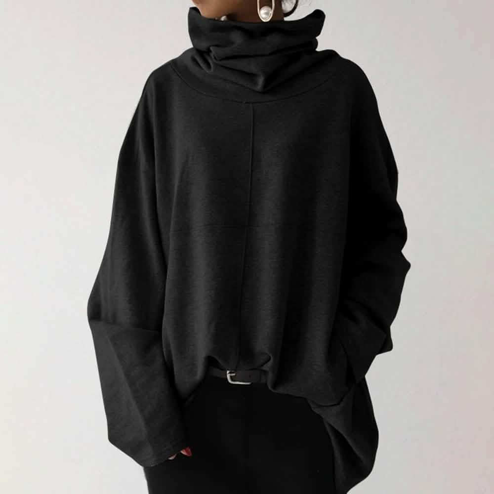 Women's Turtleneck Wide Sleeves Solid Loose Pullover Sweatshirt DailySale