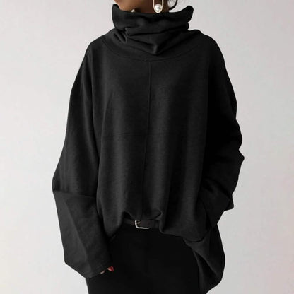 Women's Turtleneck Wide Sleeves Solid Loose Pullover Sweatshirt DailySale