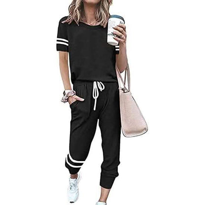 Women's Two Piece Outfits Casual Tracksuits Short Sleeve Sweatsuits with Pockets DailySale