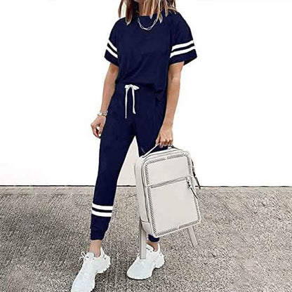 Women's Two Piece Outfits Casual Tracksuits Short Sleeve Sweatsuits with Pockets DailySale