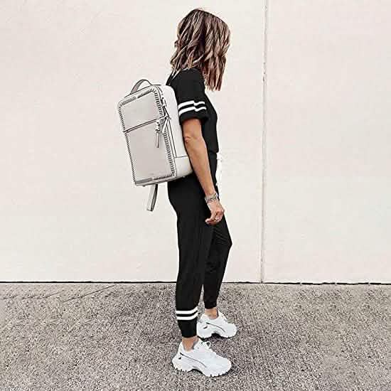 Women's Two Piece Outfits Casual Tracksuits Short Sleeve Sweatsuits with Pockets DailySale