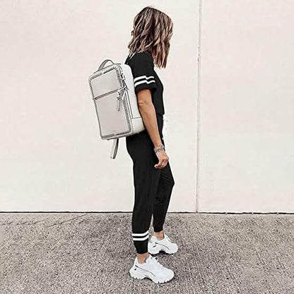 Women's Two Piece Outfits Casual Tracksuits Short Sleeve Sweatsuits with Pockets DailySale
