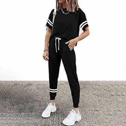 Women's Two Piece Outfits Casual Tracksuits Short Sleeve Sweatsuits with Pockets DailySale