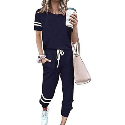 Women's Two Piece Outfits Casual Tracksuits Short Sleeve Sweatsuits with Pockets DailySale