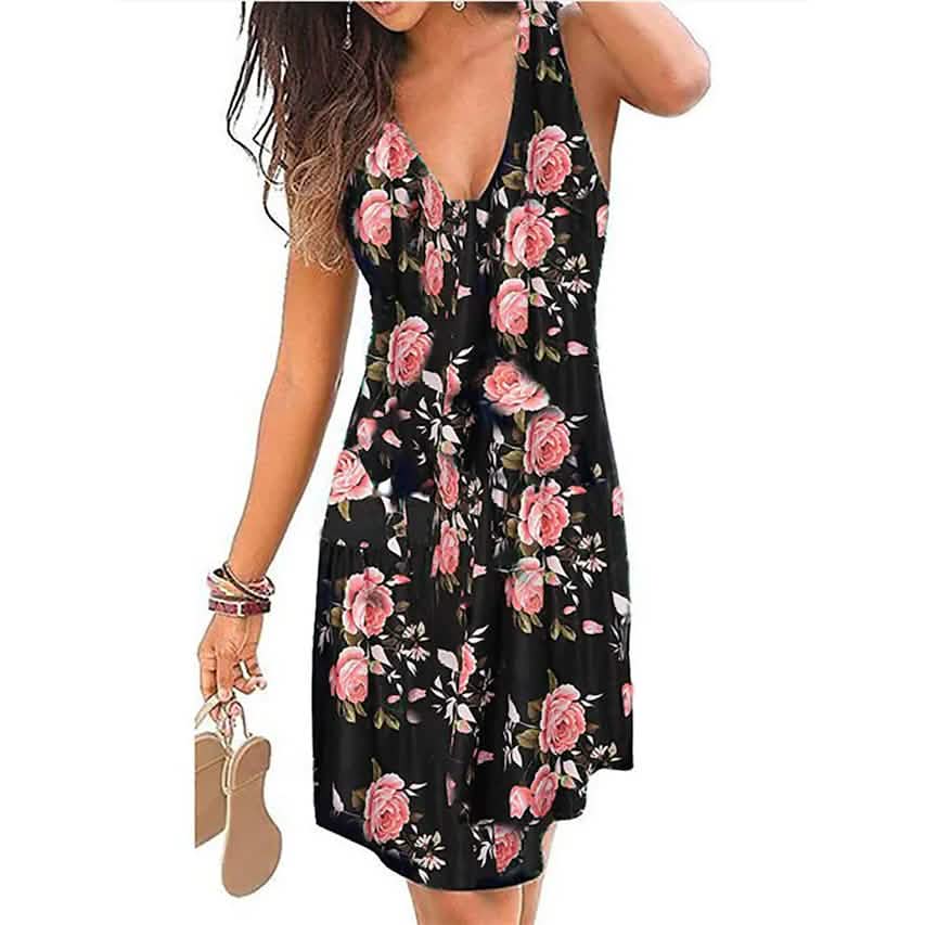 Women's V-Neck A-Line Knee Length Skirt DailySale
