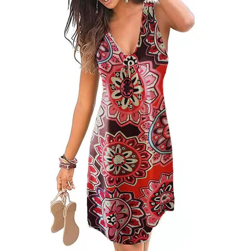 Women's V-Neck A-Line Knee Length Skirt DailySale
