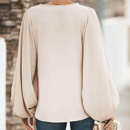 Womens V Neck Chiffon Blouses Casual Balloon Sleeve Floral Print Shirts Tops DailySale
