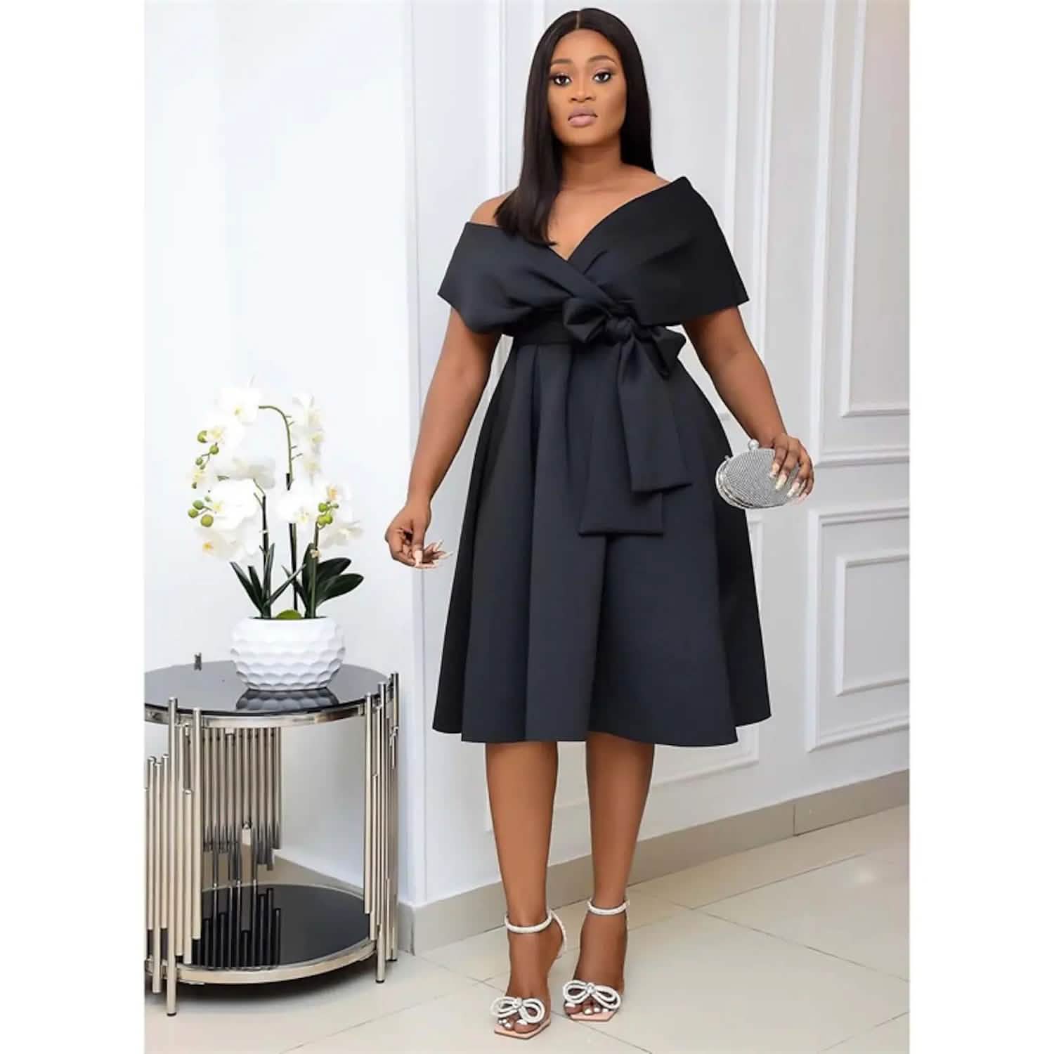 Women's V-Neck Elegant A-Line Dress DailySale
