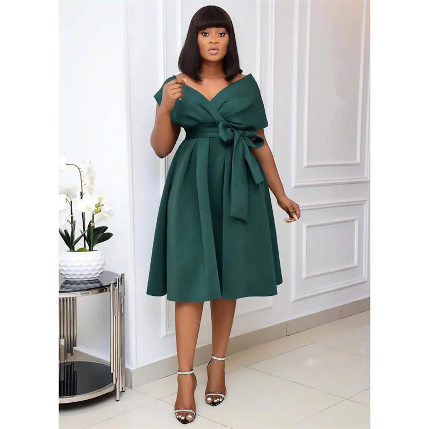 Women's V-Neck Elegant A-Line Dress DailySale