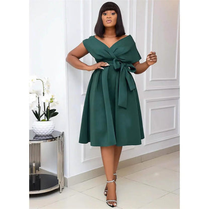 Women's V-Neck Elegant A-Line Dress DailySale