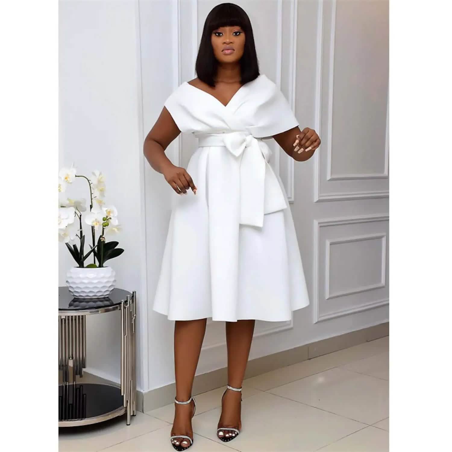 Women's V-Neck Elegant A-Line Dress DailySale