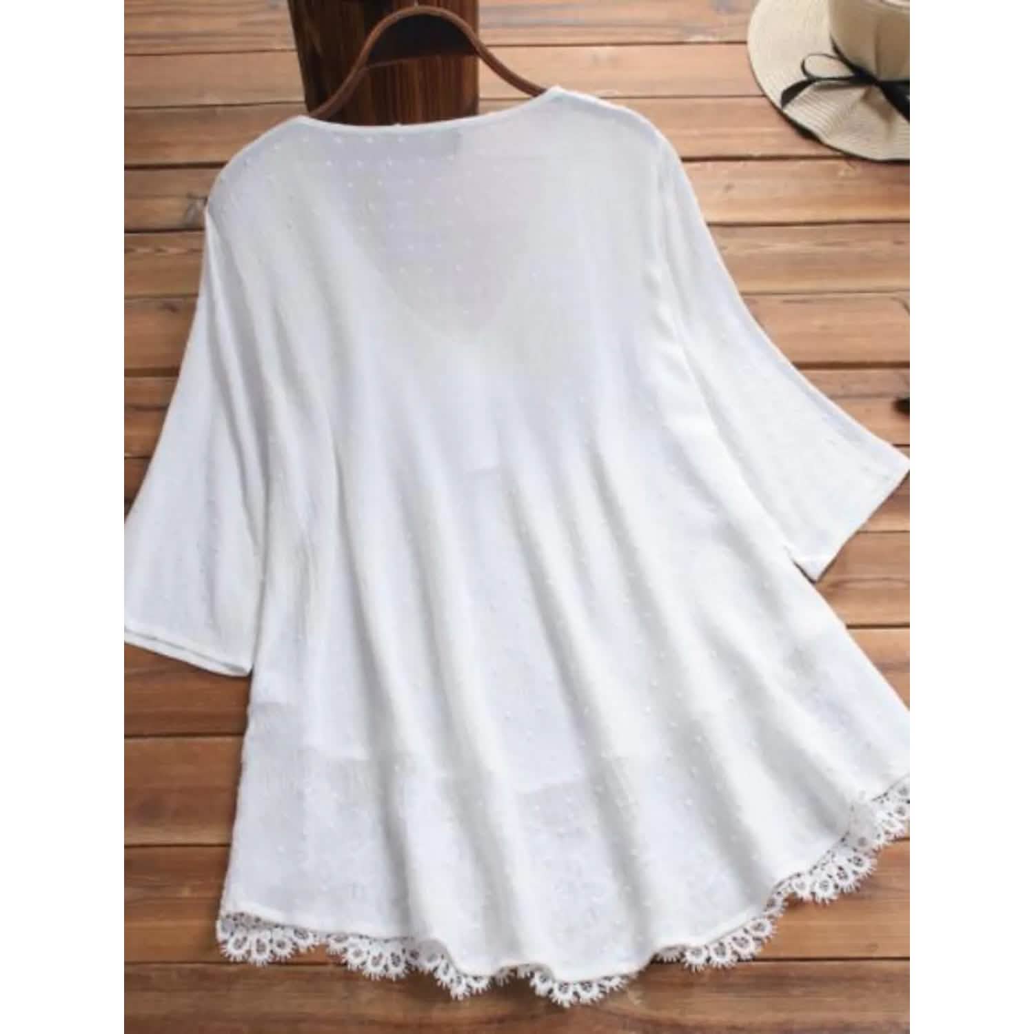 Women's V-Neck Floral Lace Top DailySale