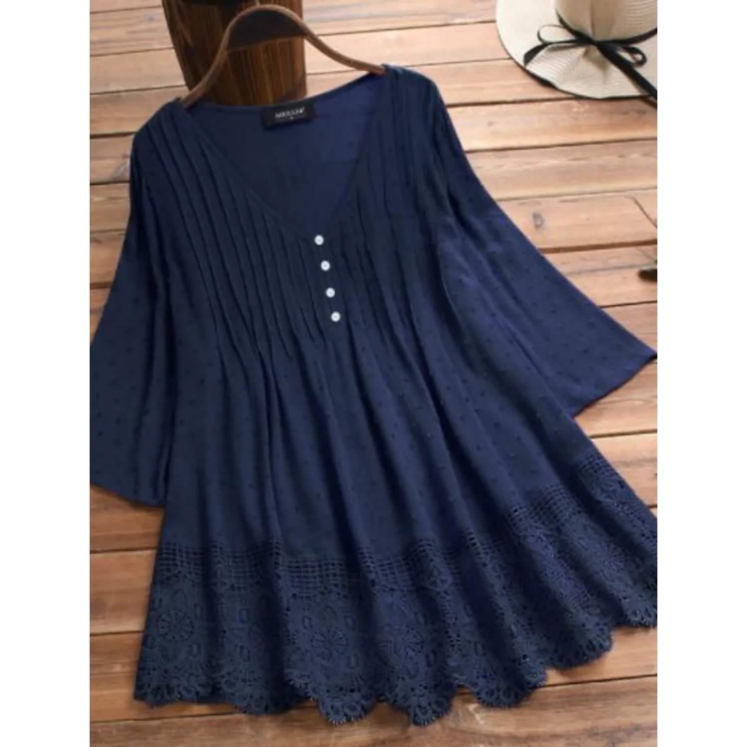 Women's V-Neck Floral Lace Top DailySale