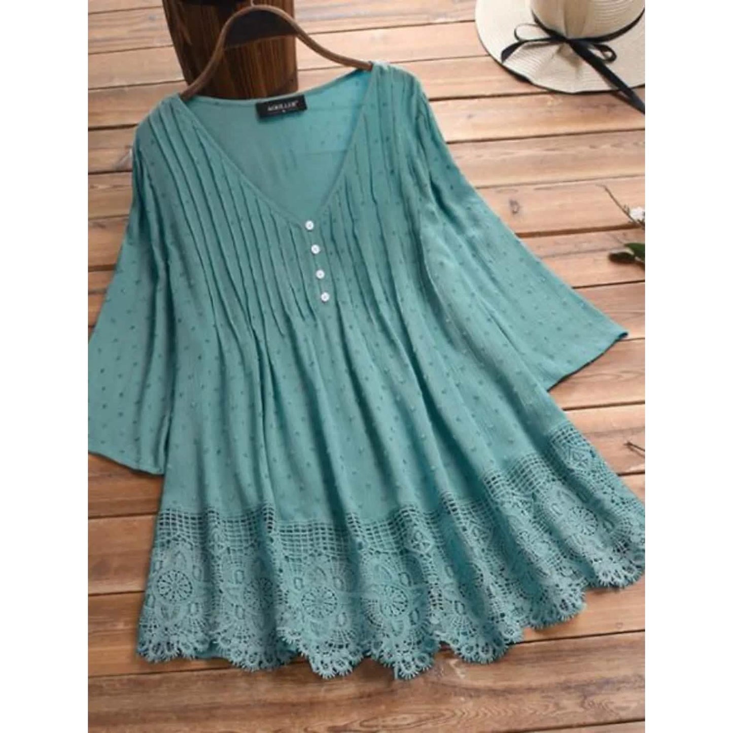 Women's V-Neck Floral Lace Top DailySale