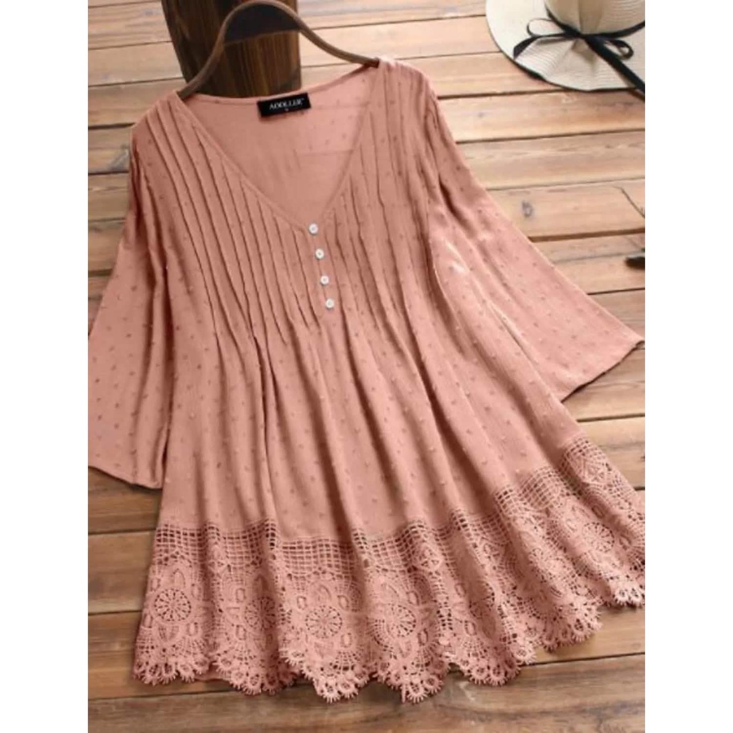 Women's V-Neck Floral Lace Top DailySale