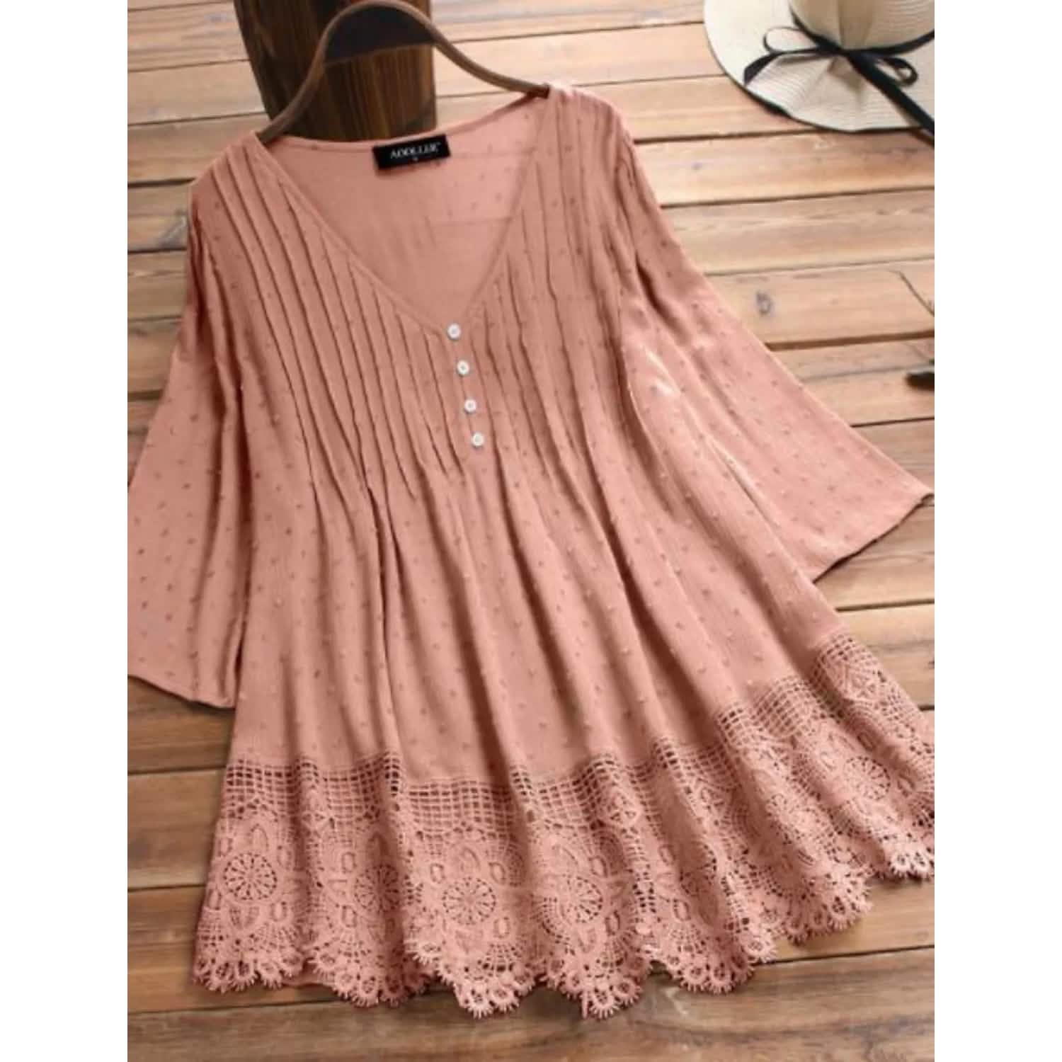 Women's V-Neck Floral Lace Top DailySale