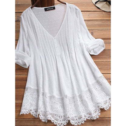 Women's V-Neck Floral Lace Top DailySale