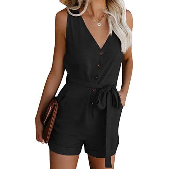 Women's V Neck Jumpsuits Casual Sleeveless Romper DailySale