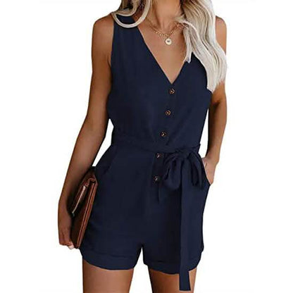 Women's V Neck Jumpsuits Casual Sleeveless Romper DailySale