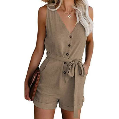 Women's V Neck Jumpsuits Casual Sleeveless Romper DailySale