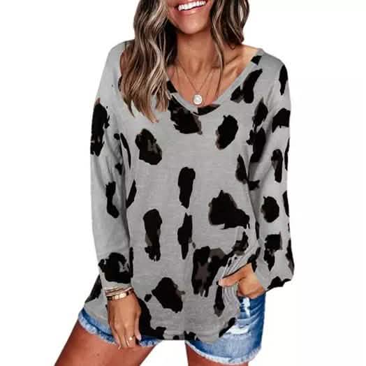 Women's V-Neck Leopard Print Inspired Top DailySale