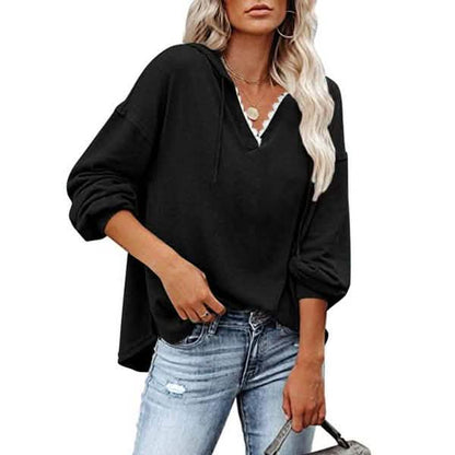 Women's V-neck Pullover Hoodie Sweater DailySale