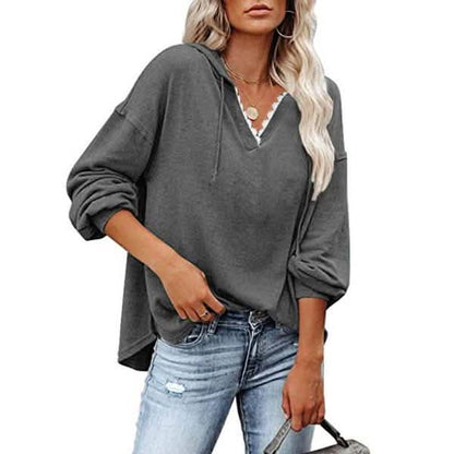 Women's V-neck Pullover Hoodie Sweater DailySale