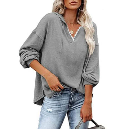 Women's V-neck Pullover Hoodie Sweater DailySale