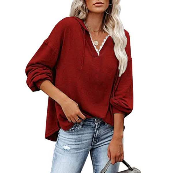 Women's V-neck Pullover Hoodie Sweater DailySale