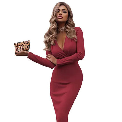 Women's V-Neck Sheath Knee Length Dress DailySale