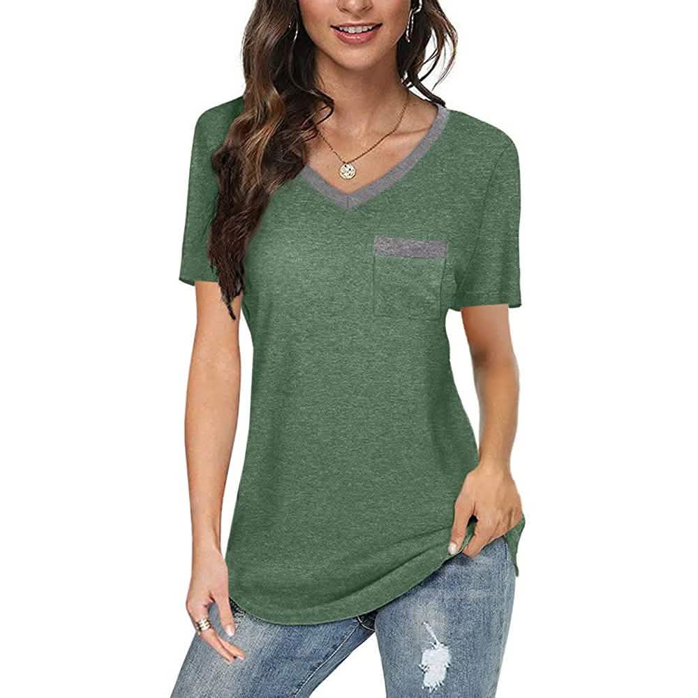 Womens V Neck Short Sleeve Tops DailySale
