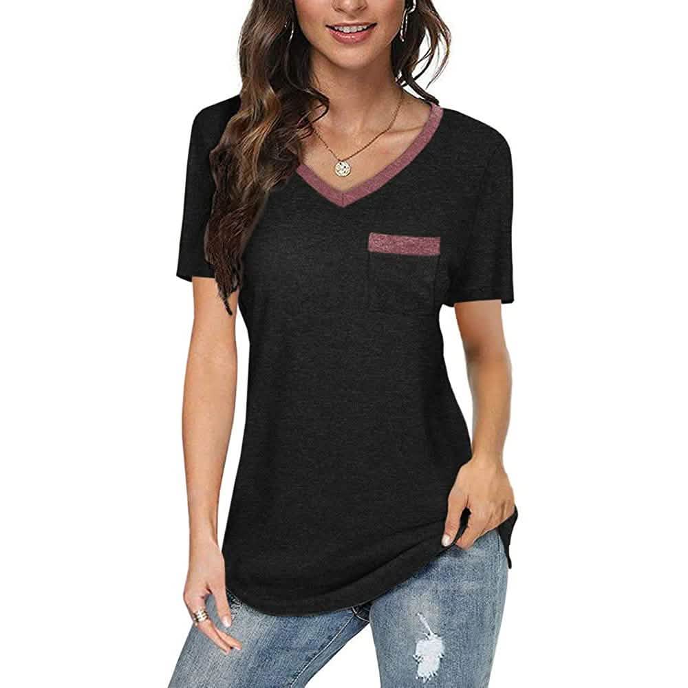 Womens V Neck Short Sleeve Tops DailySale