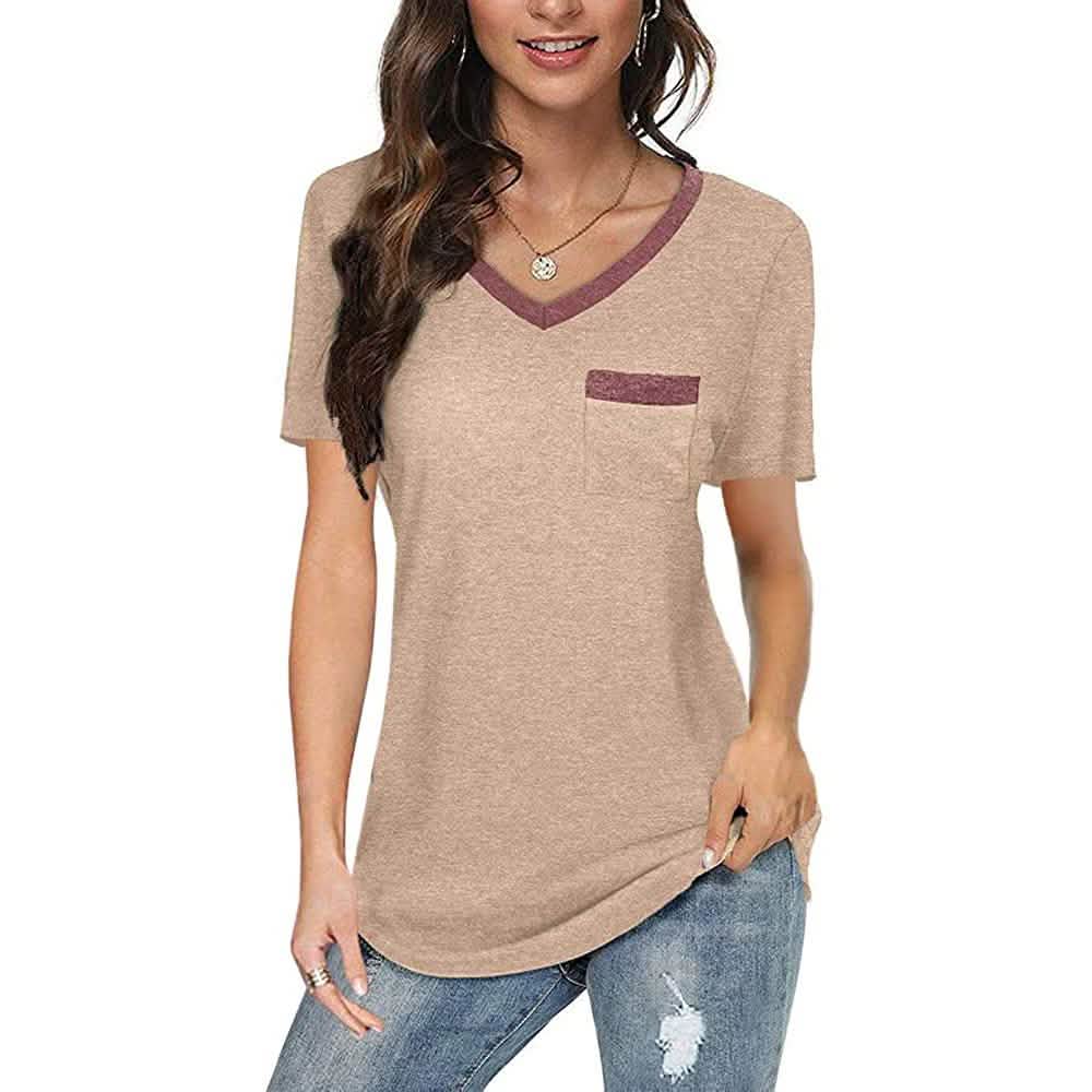 Womens V Neck Short Sleeve Tops DailySale