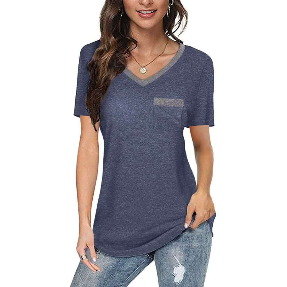 Womens V Neck Short Sleeve Tops DailySale