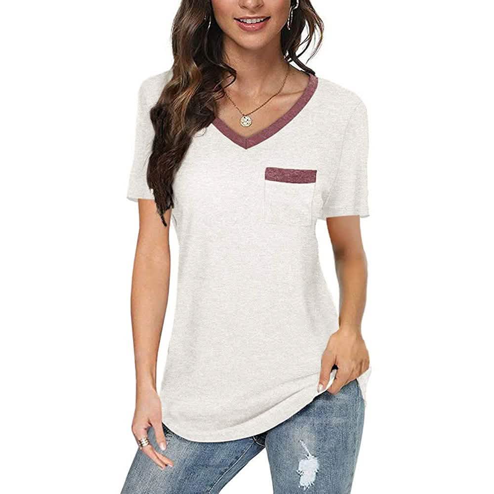 Womens V Neck Short Sleeve Tops DailySale