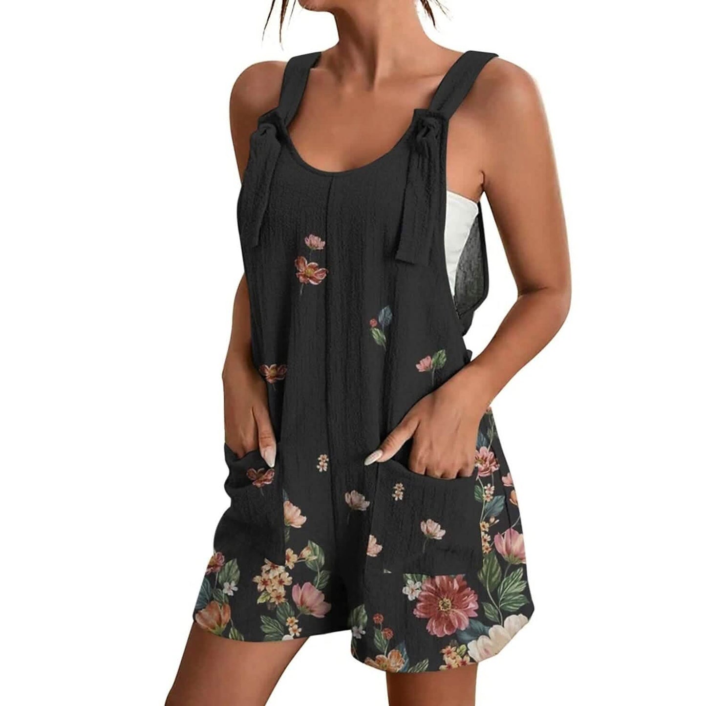 Womens V-Neck Strap Pocket Jumpsuit DailySale