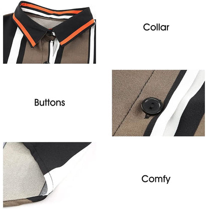 Womens V Neck Striped Roll up Sleeve Button Down Blouses Top DailySale