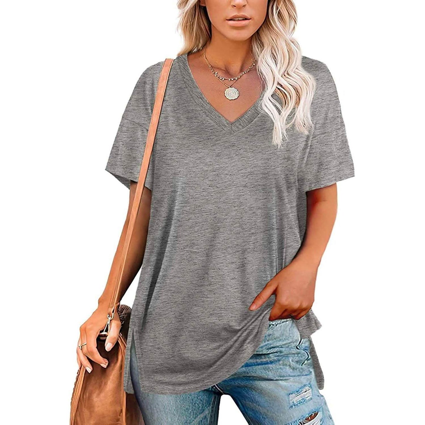 Women's V Neck T Shirts Basic Short Sleeve Tees Tops DailySale