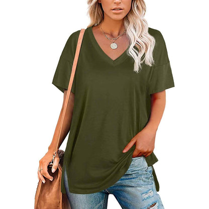 Women's V Neck T Shirts Basic Short Sleeve Tees Tops DailySale